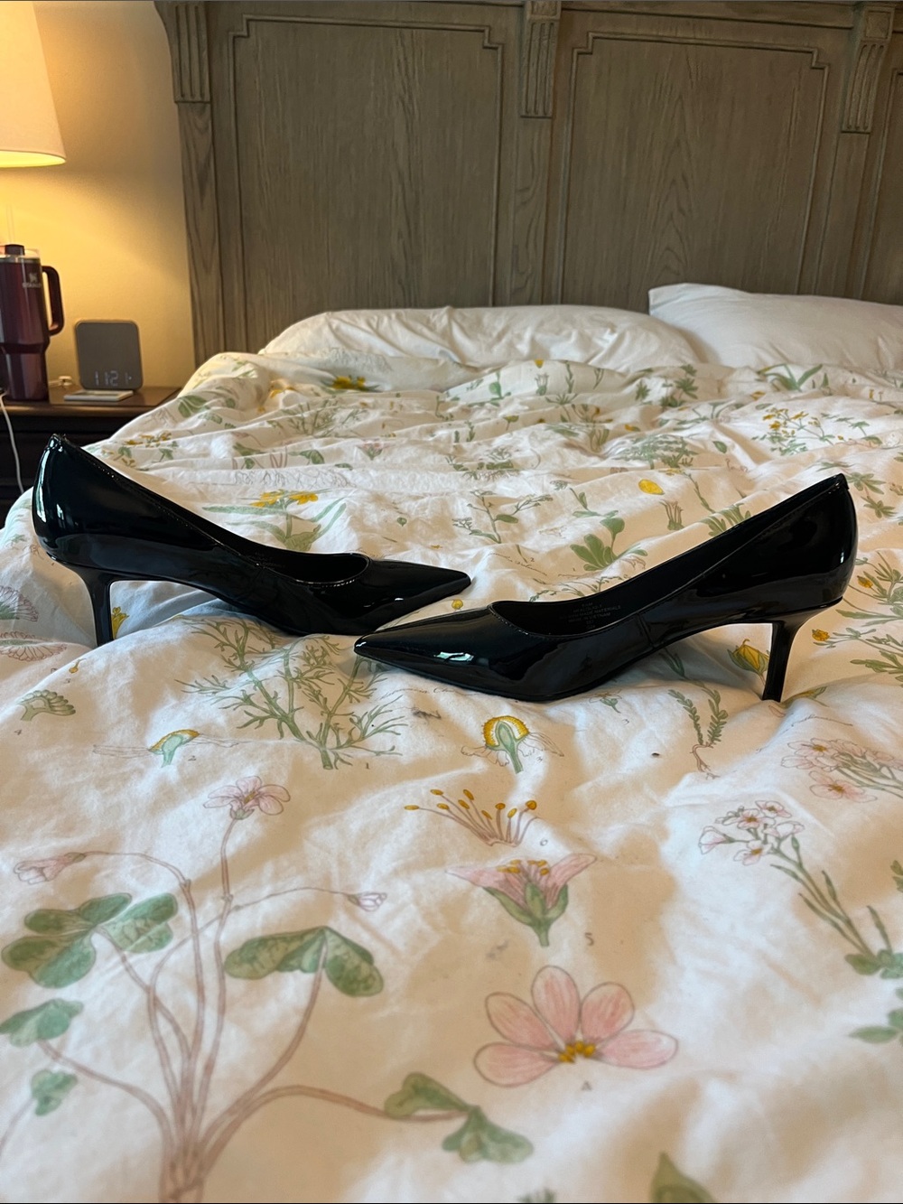 New Marc Fisher Black Patent Pointed-Toe Kitten Heels - Women